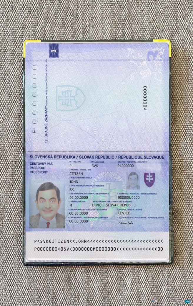Download Slovakia passport 2012 photo look Photoshop template